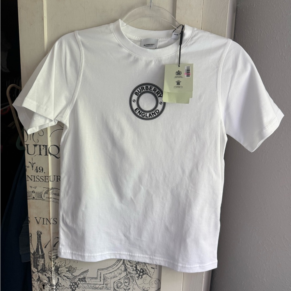 NWT Guaranteed Authentic Burberry Girl’s White Logo T-Shirt-SZ 10